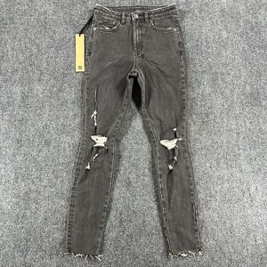 Ksubi Hi N Wasted Skinny Jeans Womens 26 Charcoal‎ High Rise Distressed Denim